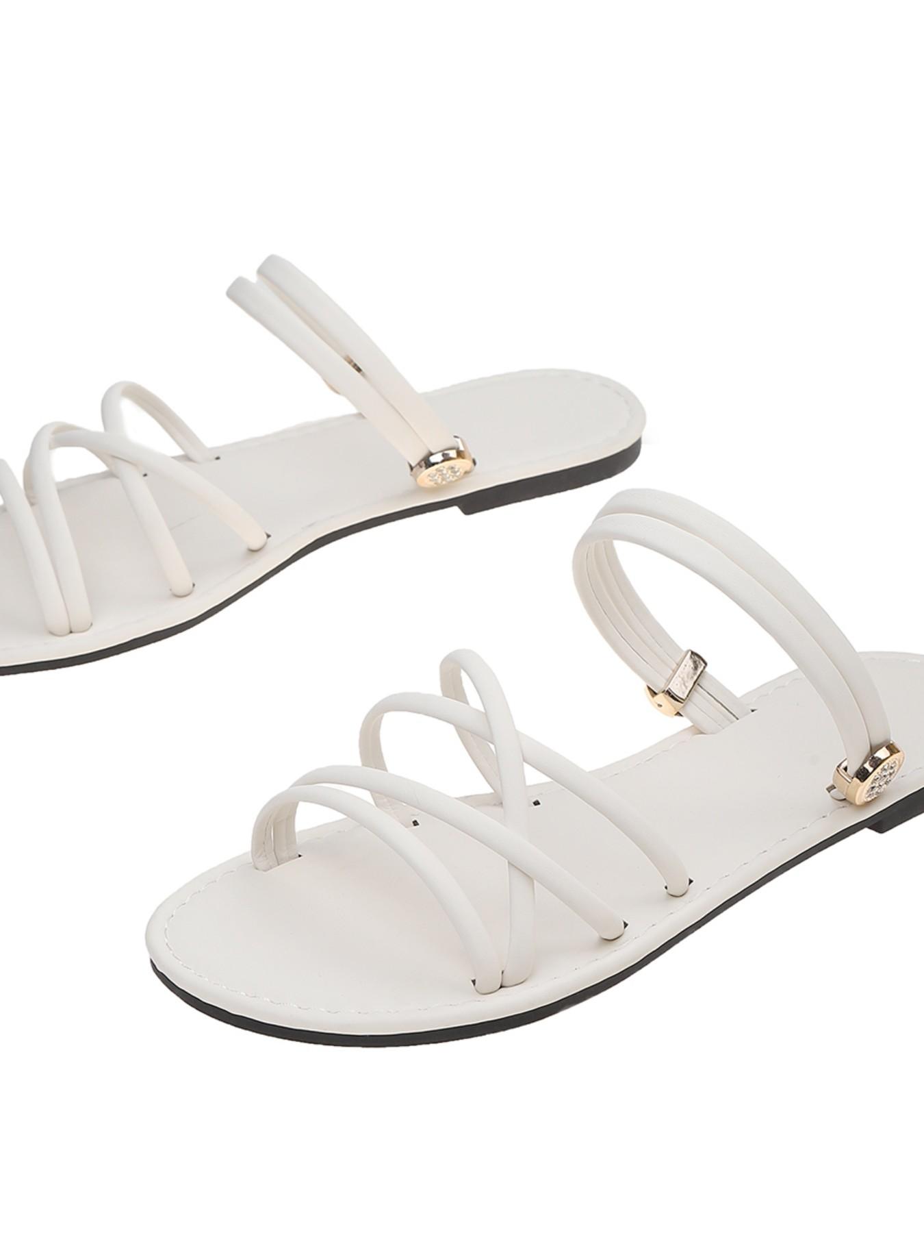 Summer Cross Strap Sandals for Women, Flat Back Tie Water Drizzle, Beachside Versatile Roman Shoes, Perfect for Summer