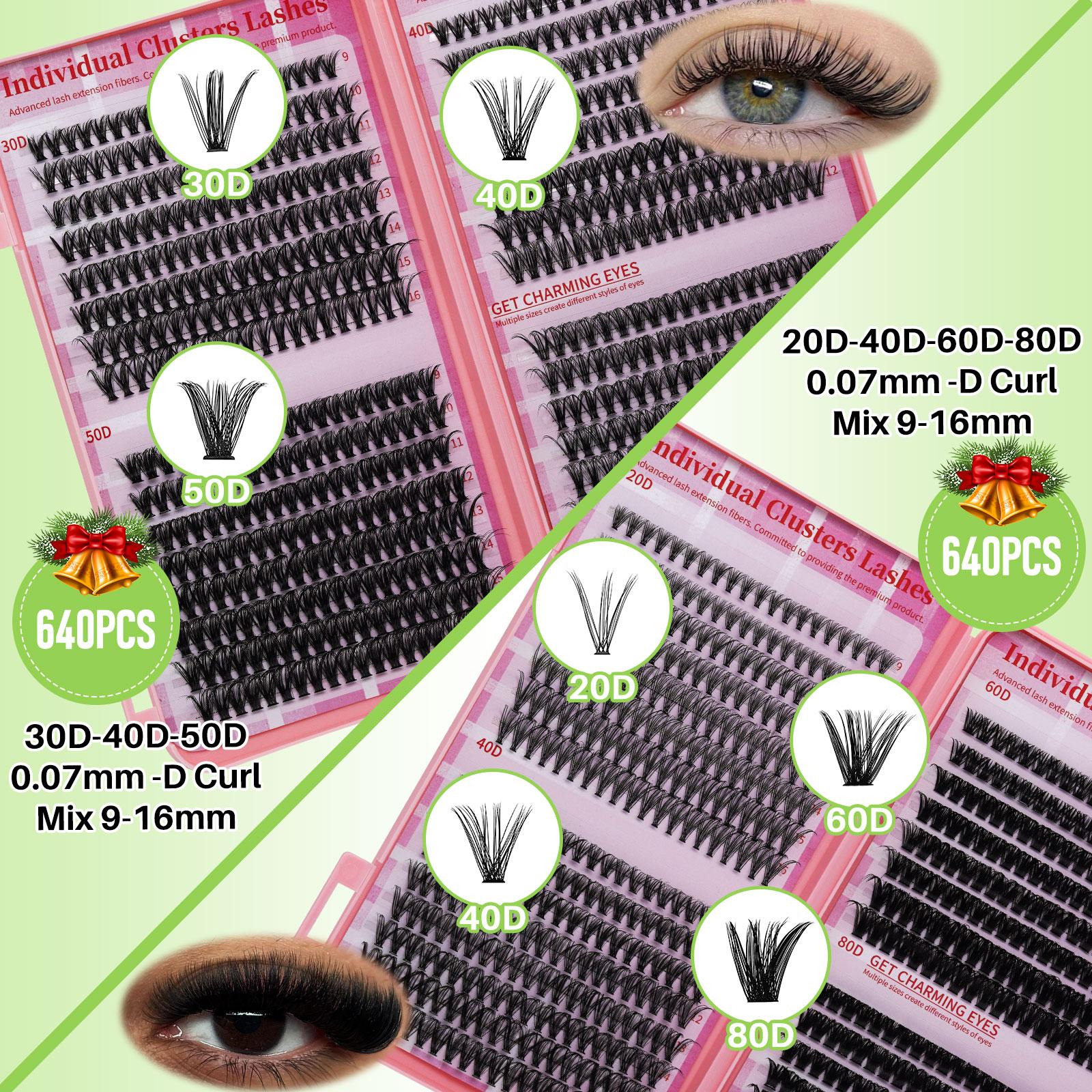 Eyelash Extensions Kit, 1 Box Eyelash Glue & Tweezers, Professional Eye Tool for Women, Lashes Clusters Eye Makeup Accessories for Home & Salon Use, Eyelash Kit, Eye Tools, Beauty Eyelash Clusters, Cosmetic