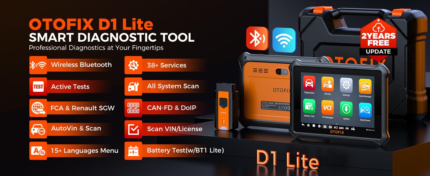 OTOFIX D1 Lite Bidirectional Scan Tool  2-Year Updates, 2026 Newest All System Automotive Portable Diagnostic Scanner, 38+ Reset Services, FCA AutoAuth, Active Test, CANFD&DOIP, Auto VIN Multilingual OBD2 with Display，springtok