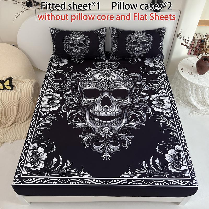 [Spring Glow Up] 3-piece multi-pattern fitted sheet set (fitted sheet*1 +Pillow cases*2),deep pocket 15 inches machine washable,low allergenic,high quality mattress protector for bedrooms,dorm rooms,HD printed all-season room decoration Reversible