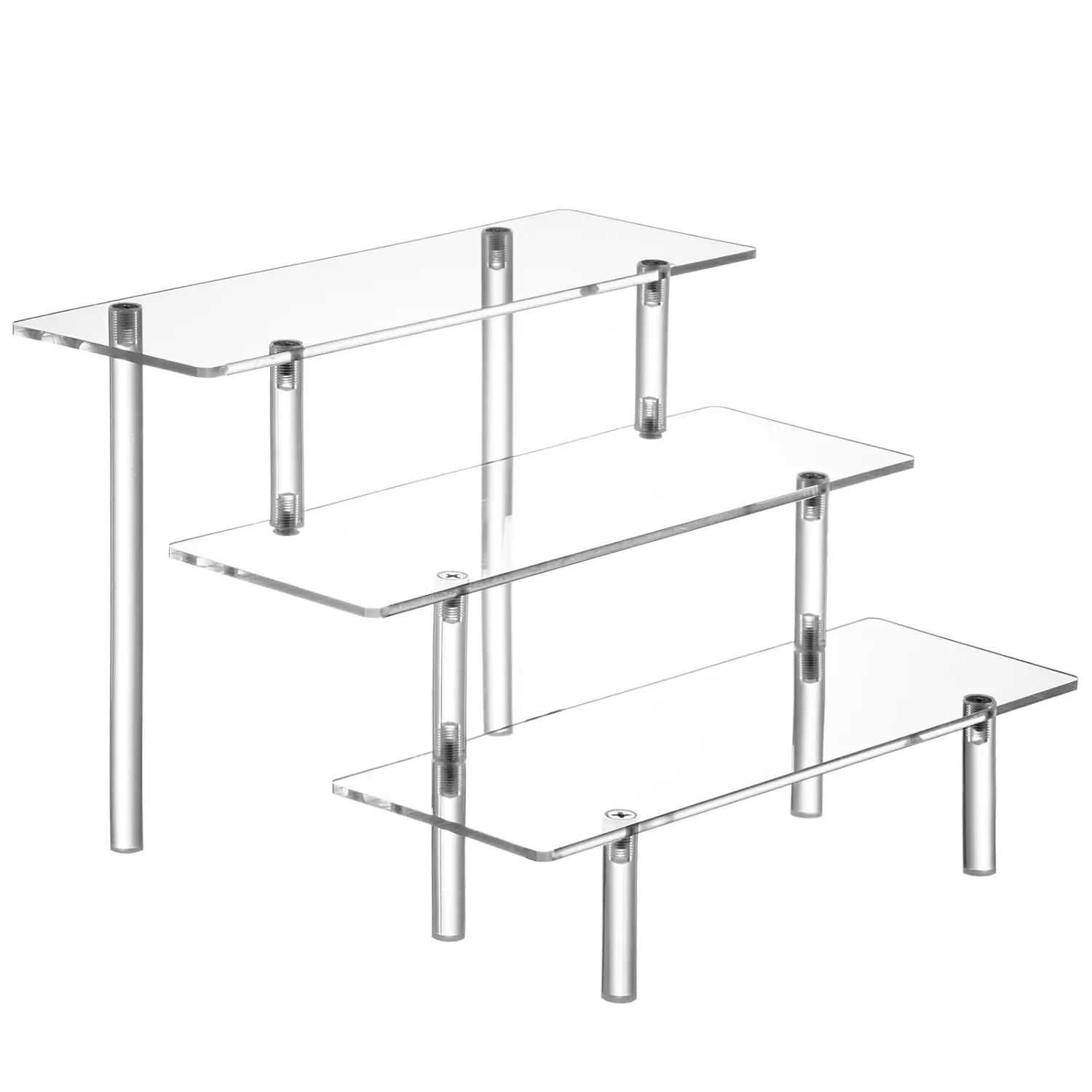 New Acrylic Display Risers, Acrylic Perfume Stand Organizer, Clear Shelf Risers For Display Stands For Food, Tabletop Use, Amiibo Funko POP Figure, 3 Tier Clear Cupcake Stand Risers