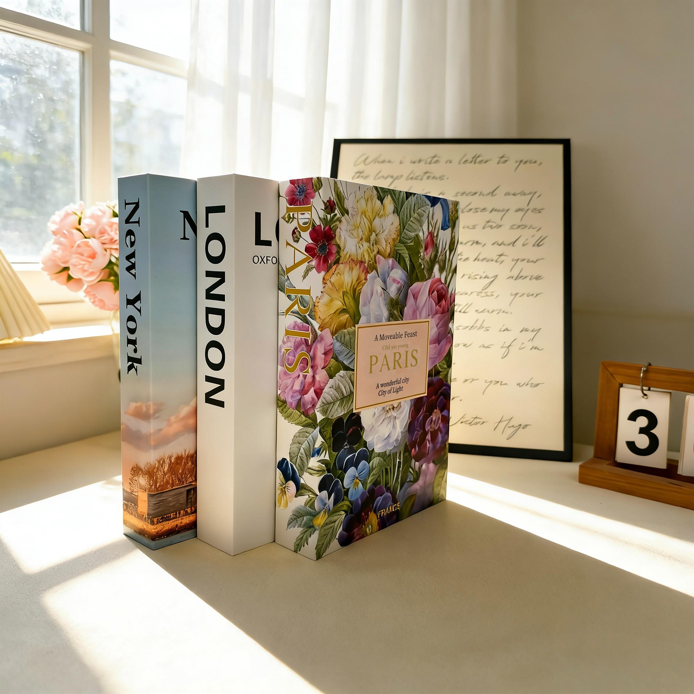 3pcs High-Quality Fake Book Decorations, Modern Minimalist Home Decoration, Creative Living Room Soft Furnishing, Desktop Stackable Book Display