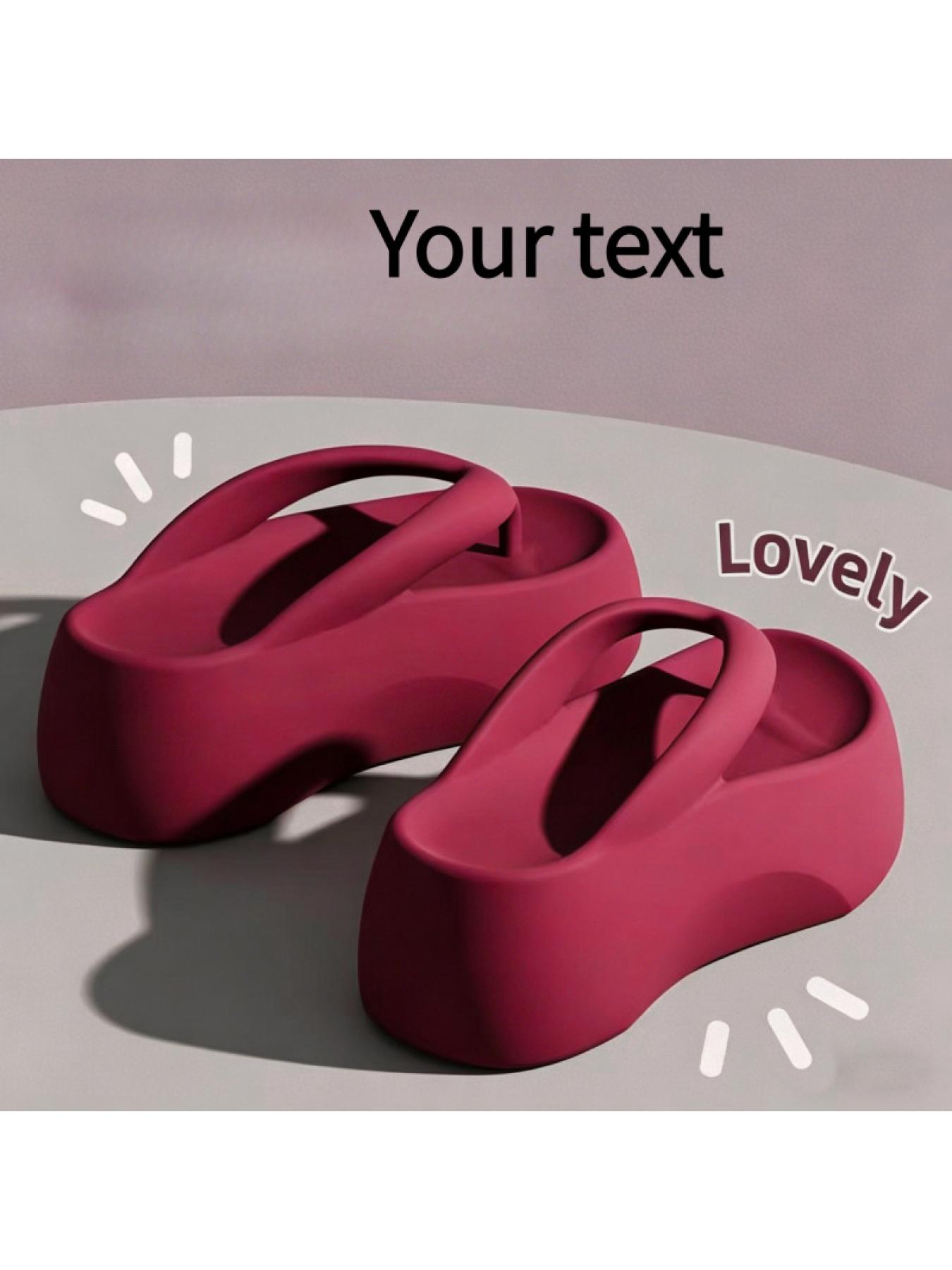 1 pair of thick-soled EVA flip-flops for women, summer outdoor wear, non-slip, height-increasing home sandals Footwear