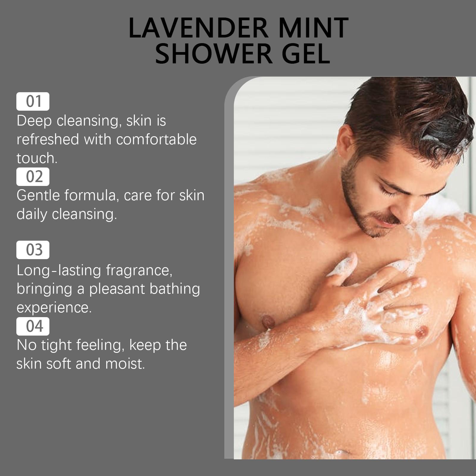 East Moon Peppermint Lavender Scented Bath Gel, Moisturizing and Hydrating, Gentle Cleansing for Body Skin, Refreshing and Mild Formula