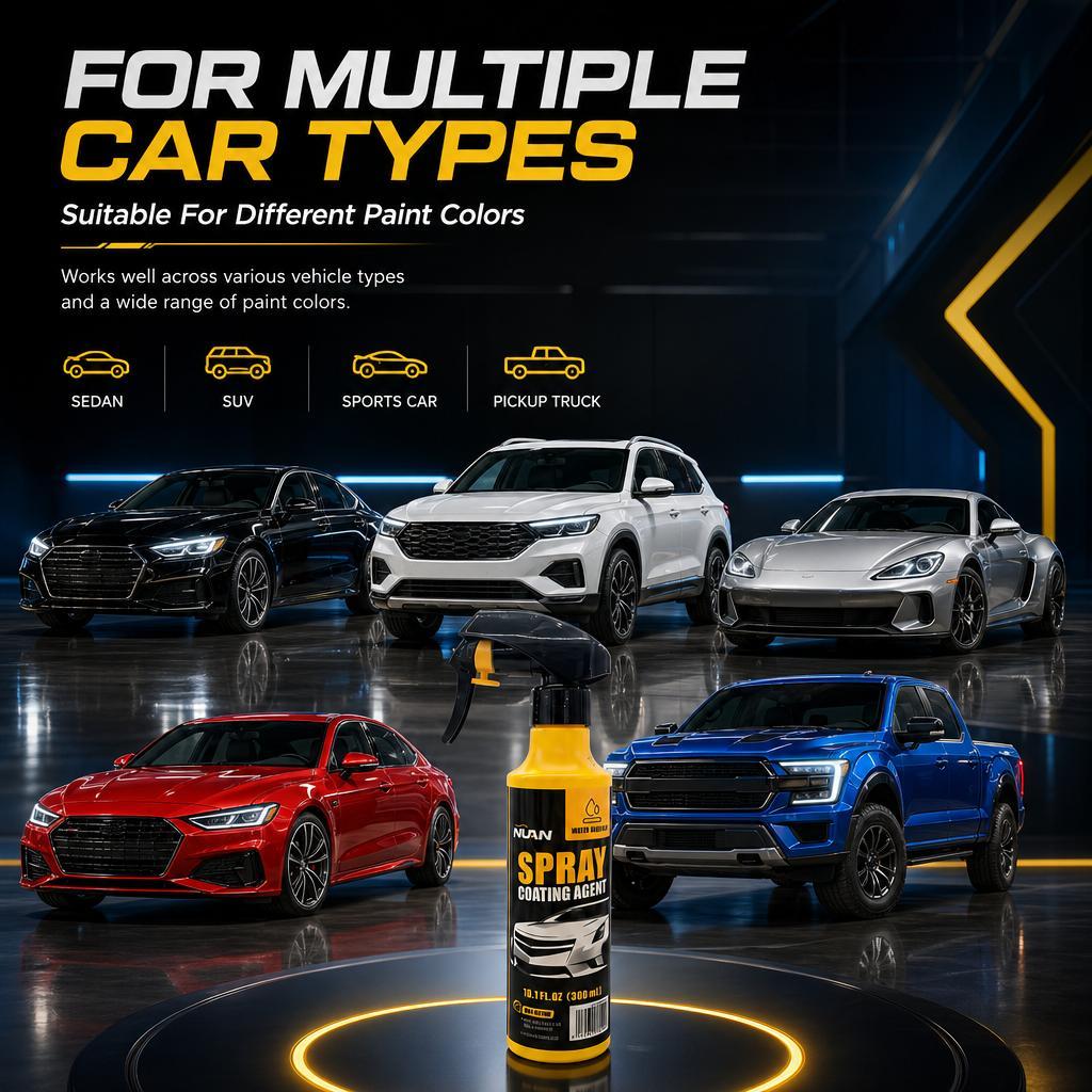 NUAN nano car coating spray - 300ml Fast-Acting Car Paint Polish & Sealant, Long-Lasting Hydrophobic Protection, Anti-Stain & Anti-Fading, Perfect for Daily Car Care