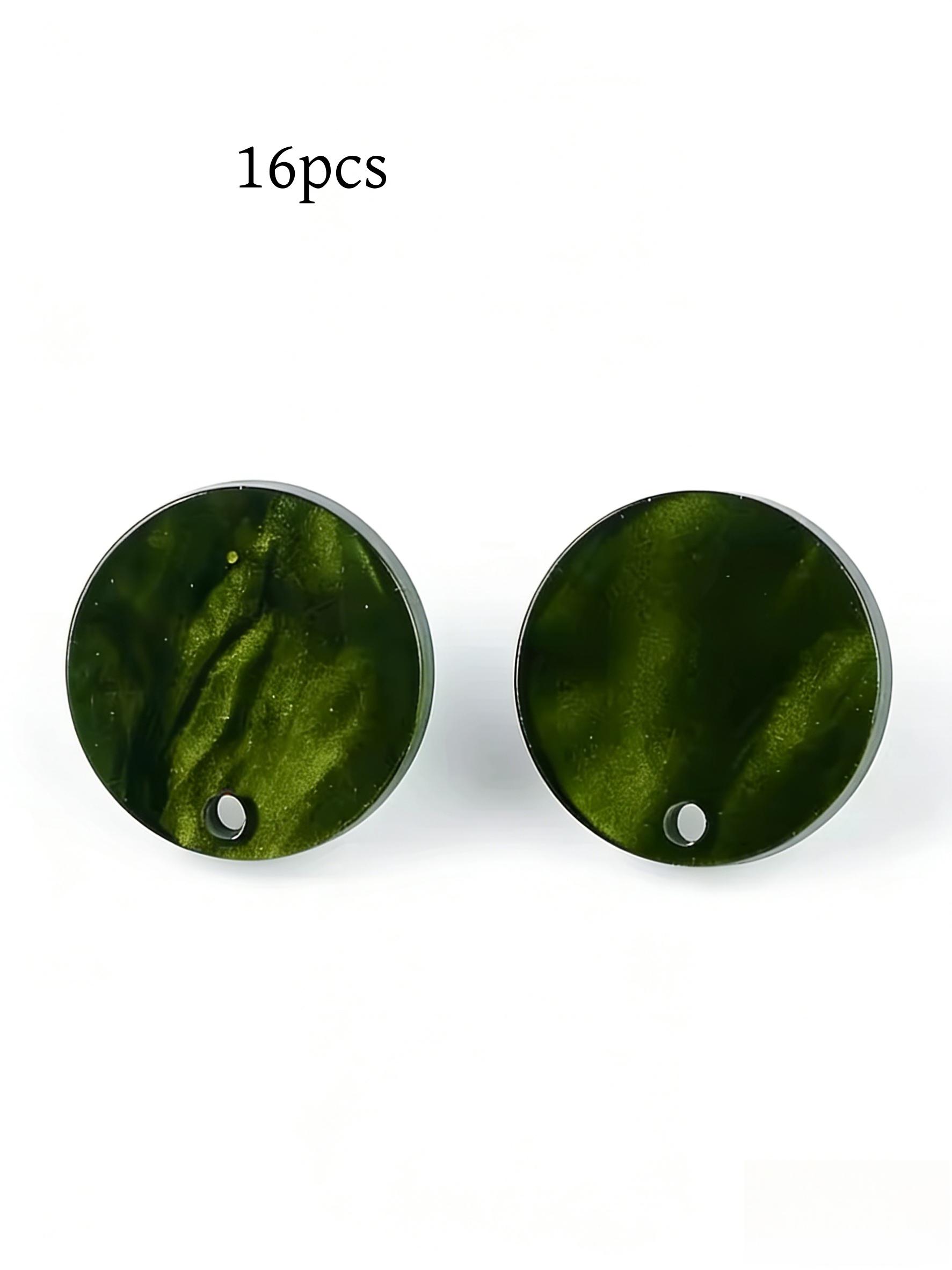 16pcs Luxury Acrylic Earrings DIY Kit, Round Pearl Effect Mixed Colors, Includes Plastic Spiral Caps, Stainless Steel Studs, Perfect Gift