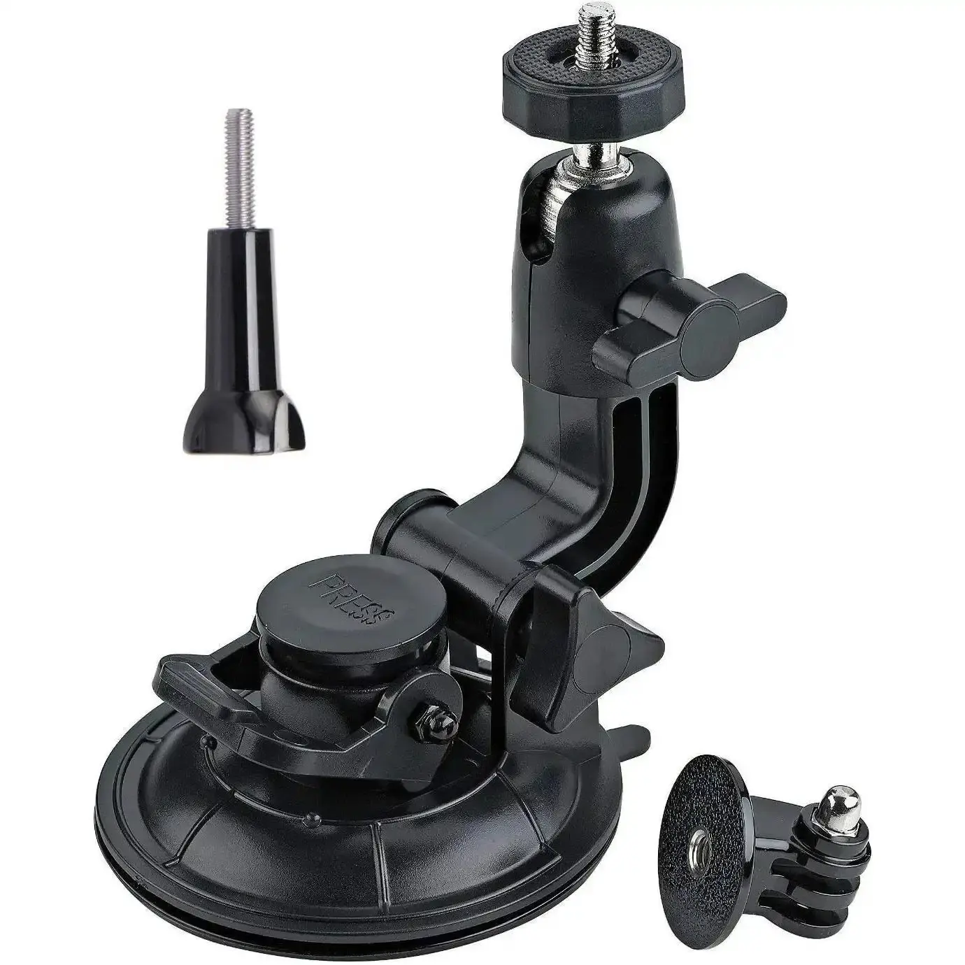 High Suction Swivel Digital Action Camera Suction Cup Mount - Adjustable, Extendable Windshield Holder with 1/4"-Screw Tripod Adapter, Full Rotation, Compatible with GoPro Hero 13/12/11/10/9, AKASO, DJI OSMO, Insta360 X3/X2, ODDV for Boat, Biker Use, Shoo