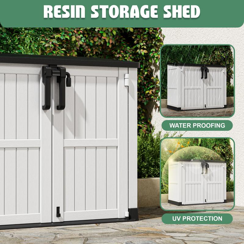 Outdoor Storage Box (White/Black) - 126.5"D*73.1’W*110”H, 36 Cu Ft Capacity, Waterproof Resin with Lockable Latch, 15 Lbs/Sq Ft Roof Load, Durable Solid Plastic Organizer-Christmas Gifts. Outdoor Storage Box (White/Black) - 126.5"D*73.1’W*110”H, 36 Cu Ft Capacity, Waterproof Resin with Lockable Latch, 15 Lbs/Sq Ft Roof Load, Durable Solid Plastic Organizer-Christmas Gifts.