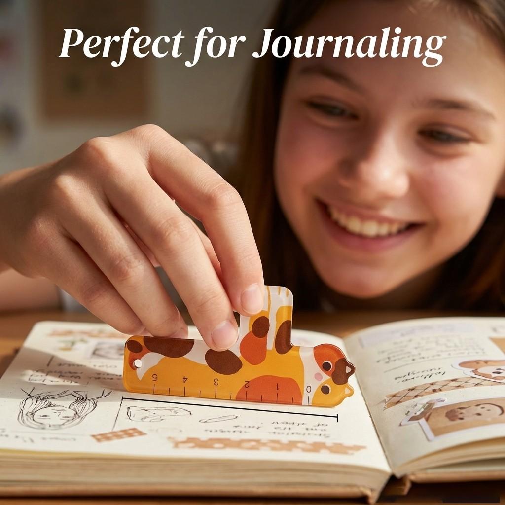 5 Piece Set Portable DIY Mini Acrylic Cartoon Ruler for Elementary School Grades 3-4, Fits Pocket or Pencil Case, Convenient and Fun Learning Tool