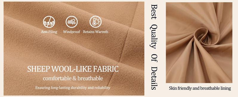 Yeokou Women's Warm Winter Wool Blend Coat Mid-Length Double-Breasted Notch Lapel Outerwear Casual Fashionable Polyester Blend