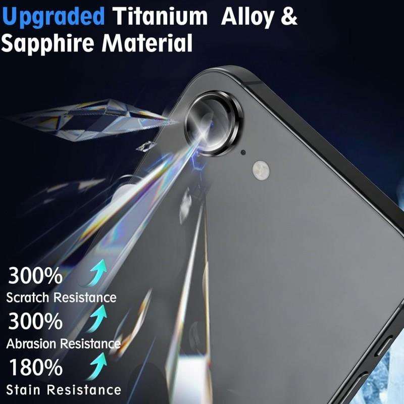 Two-Pack Lens Rings for iPhone 17e/16e, Tempered Glass Camera Protection Film, Compatible with iPhone 17e, Durable and Clear