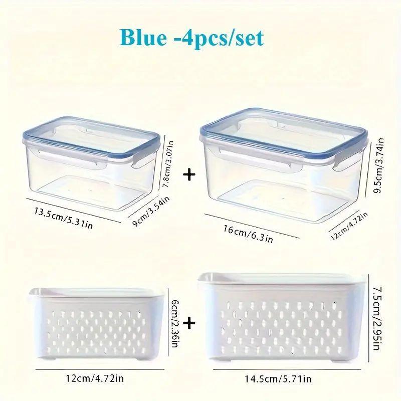2-Piece Draining Basket Set, Square Food Storage Box, PP Material Reusable Refrigerator Organizer, Ideal for Onions, Herbs, Fruits, Eggs