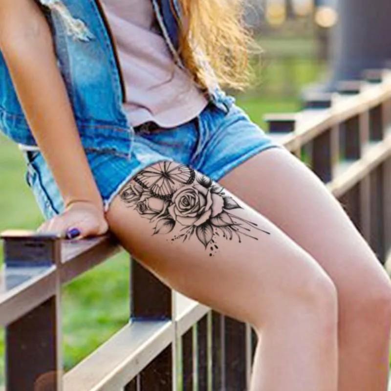 Butterfly and Rose Waterproof Temporary Tattoo, Long-Lasting Realistic Fake Tattoo for Men and Women, Arm and Leg Tattoos