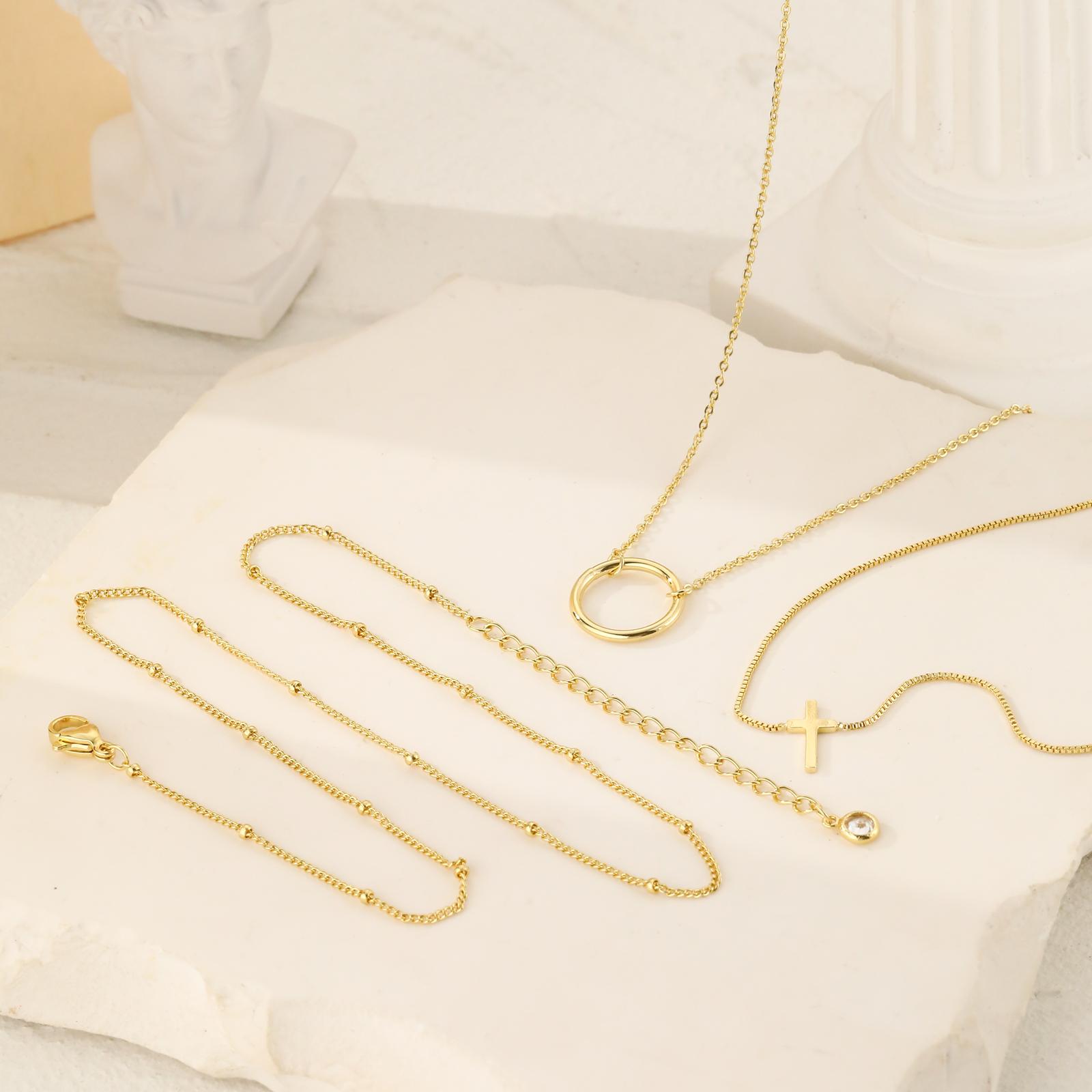 TASISO Gold Layered Cross Necklace for Women Dainty Diamond Cross Pendant Necklaces Non Tarnish Waterproof Necklace Simple Choker Minimalist Jewelry