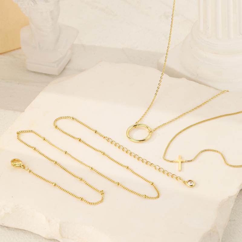 TASISO Gold Layered Cross Necklace for Women Dainty Diamond Cross Pendant Necklaces Non Tarnish Waterproof Necklace Simple Choker Minimalist Jewelry