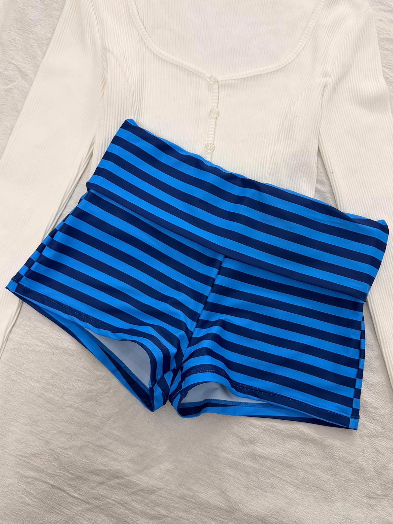 Women's Swimsuit tankini,elegant and Sexy stripe Print crop top halter  swimsuit boyshort short pants for Vacation ,Beach Outfits,pool and sporty outfit, For Autumn And Winter  SS26 spring and summer Sporty Appeal Striking Stripes Striped swimsuits