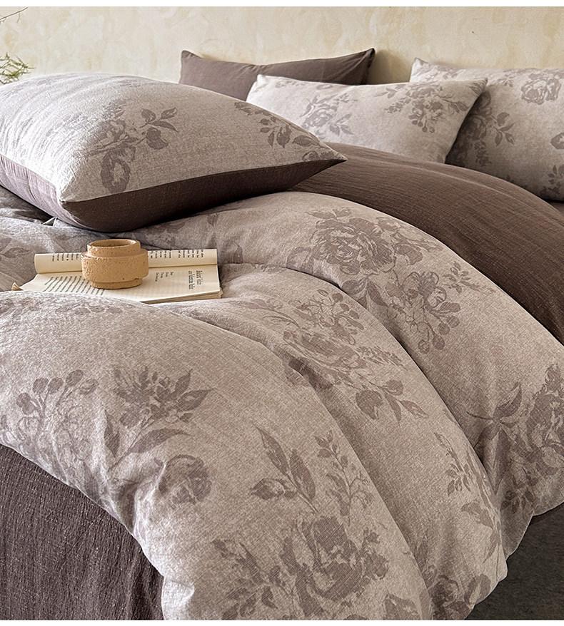 4pcs Vintage Linen Bedding Set, Dual Layer Mesh Bed Sheet and Duvet Cover, All-Season Universal Bedding, Comfy Bedding Sets, Comfortable and Stylish