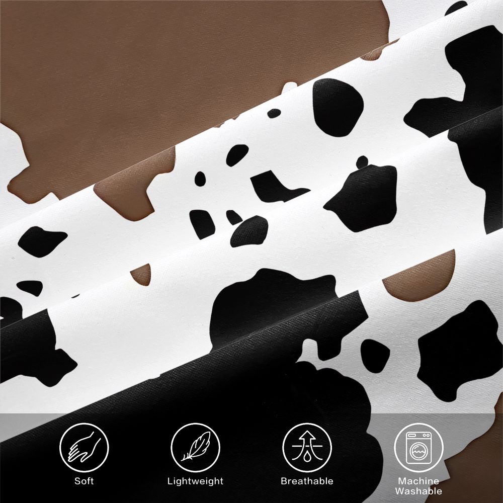 3Pcs Cowhide Pattern Fitted Sheet Set, Irregular Black, Brown & White Patches on Soft Fabric, Stylish & Unique Bedding for Rustic Decor, for Animal Lovers, Transform Your Bedroom into a Cozy Retreat Includes 2 Pillowcases, No Pillow Core