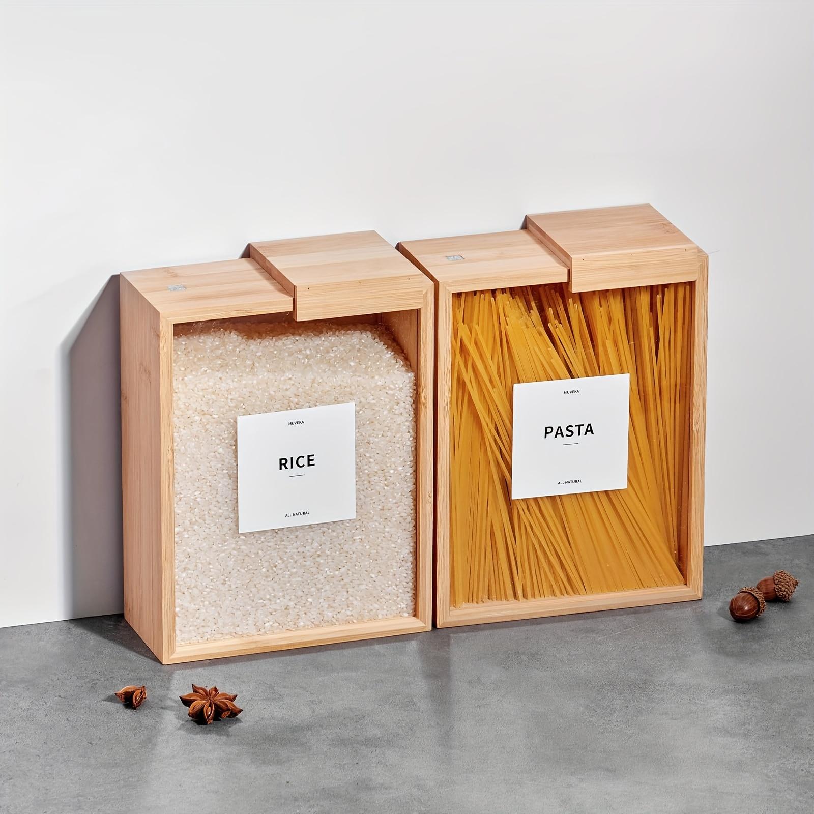 Ideal 1pc Bamboo Plastic Storage Container for Pets with Sliding Lid - Stackable Design, Kitchen Storage|Modern Kitchenware|Durable Bamboo Containers - Ideal for Dog Food, Cereals, Beans - Ideal for Pet Organizing