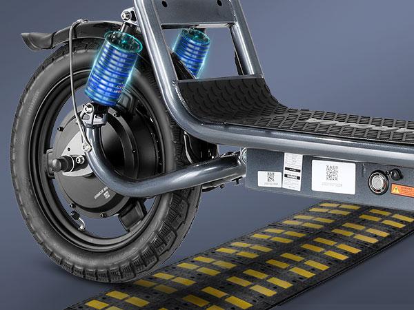 CAROMA Peak 1200W Electric Scooter with Seat, 14" Fat Tire Electric Scooter Adults, 500Wh Battery up to 30 Miles&20MPH, Foldable Adult Electric Scooter for Commuting with Basket&Shock Absorbing