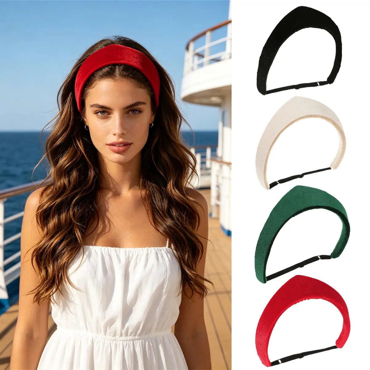 AWAYTR Solid Crown Design Headband with Sponge No Teeth Fabric Headbands  Elastic Hairbands for Women Girls Wide Hair Hoop Hair Accessories Padded Headband