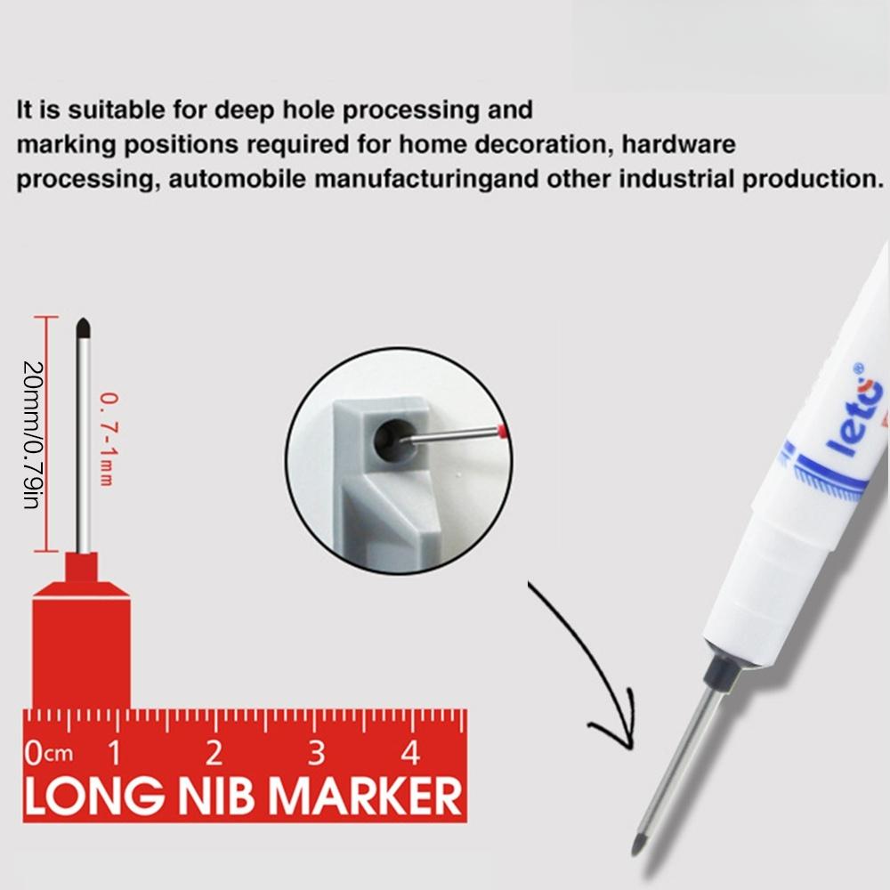 Industrial Waterproof Marker Pen, Long Head Deep Hole Design, Suitable for Metal Wood Glass Ceramic, Fade-Resistant Oil-Proof Cement Marking Tool