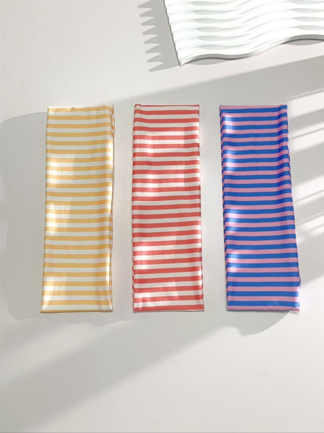 Women's Elegant Sweet Striped Printed Elastic Sports Headbands, Suitable for Daily Use, Yoga, Running, Sweat-Absorbing Hair Accessories, Workout Headband