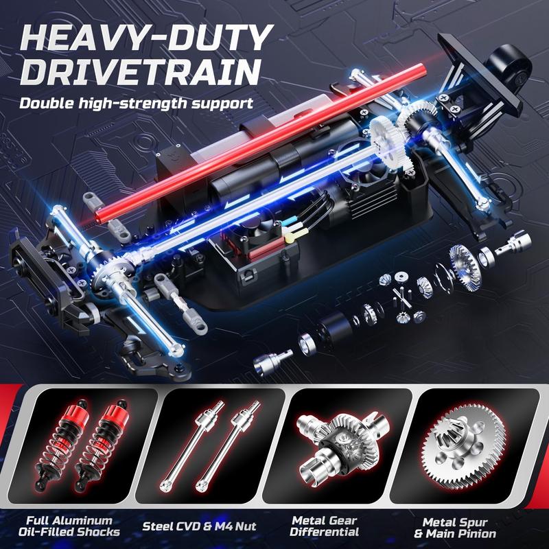 DEERC 14210 1:14 Brushless RC Cars, Max 50+ MPH, 2 3S Lipo Batteries, High Speed Offroad Remote Control Car, All Terrain RC Truggy for Snow,Sand & Mud