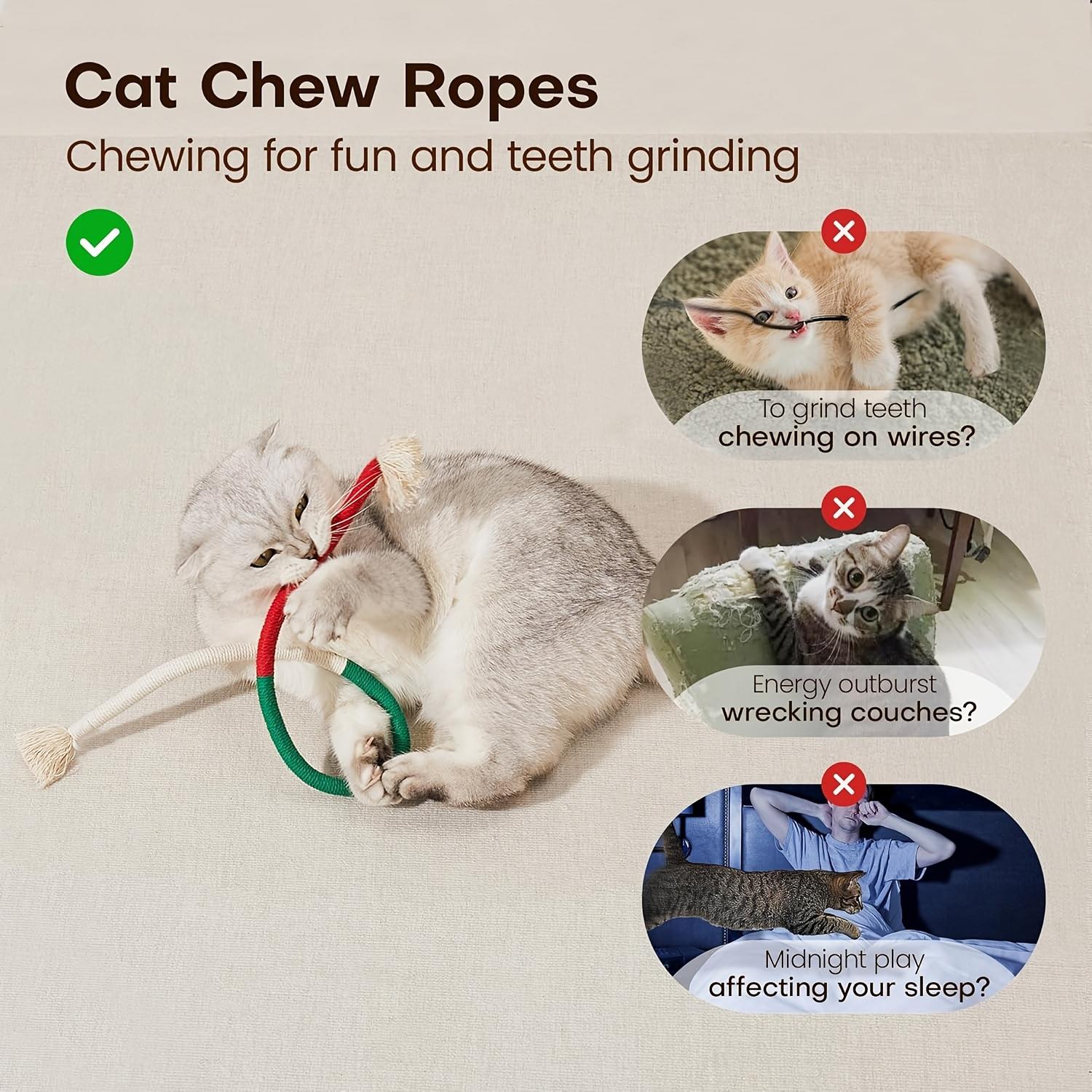 Potaroma Cat Toys Chew Ropes 3pcs, Safe Teeth Cleaning Toy for Indoor ...