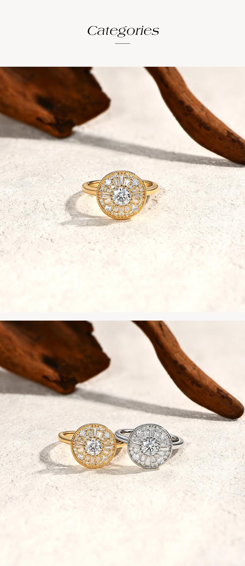 Luxury D Color Total 1.54CT Synthetic Moissanite Ring for Women Anniversary Engagement Ring Fine Jewelry Gift R247