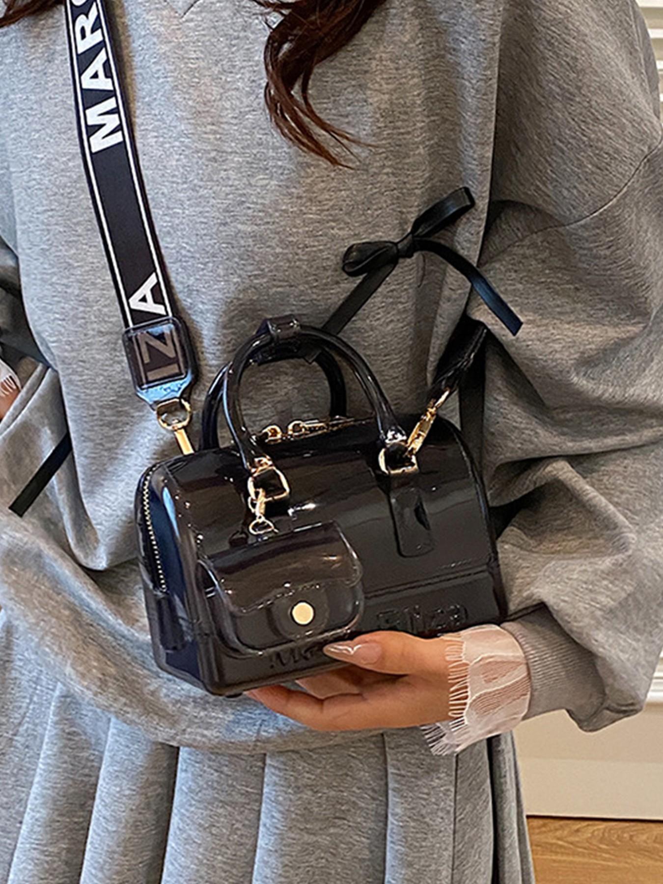 Fashionable 2026 Summer New PVC Transparent Jelly Handbag, Women's Mini Crossbody Bag with Earphone Pouch, Multiple Colors Available, Ideal for Students