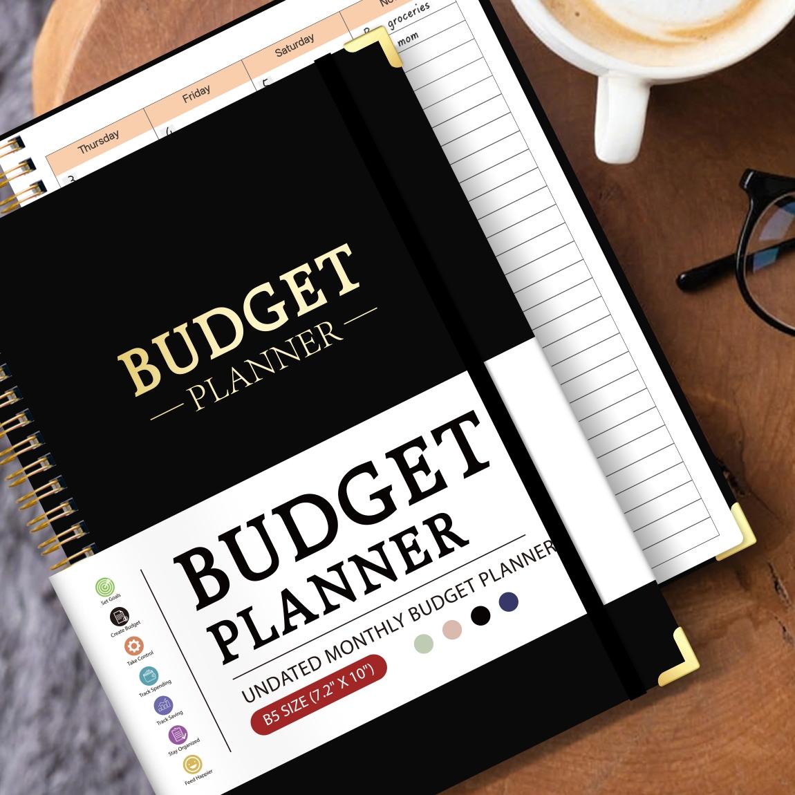 Spiral Bound Budget Planner Notebook, No Date Financial Management Ledger, Monthly Budget Savings Debt Tracker, Includes Expense Stickers