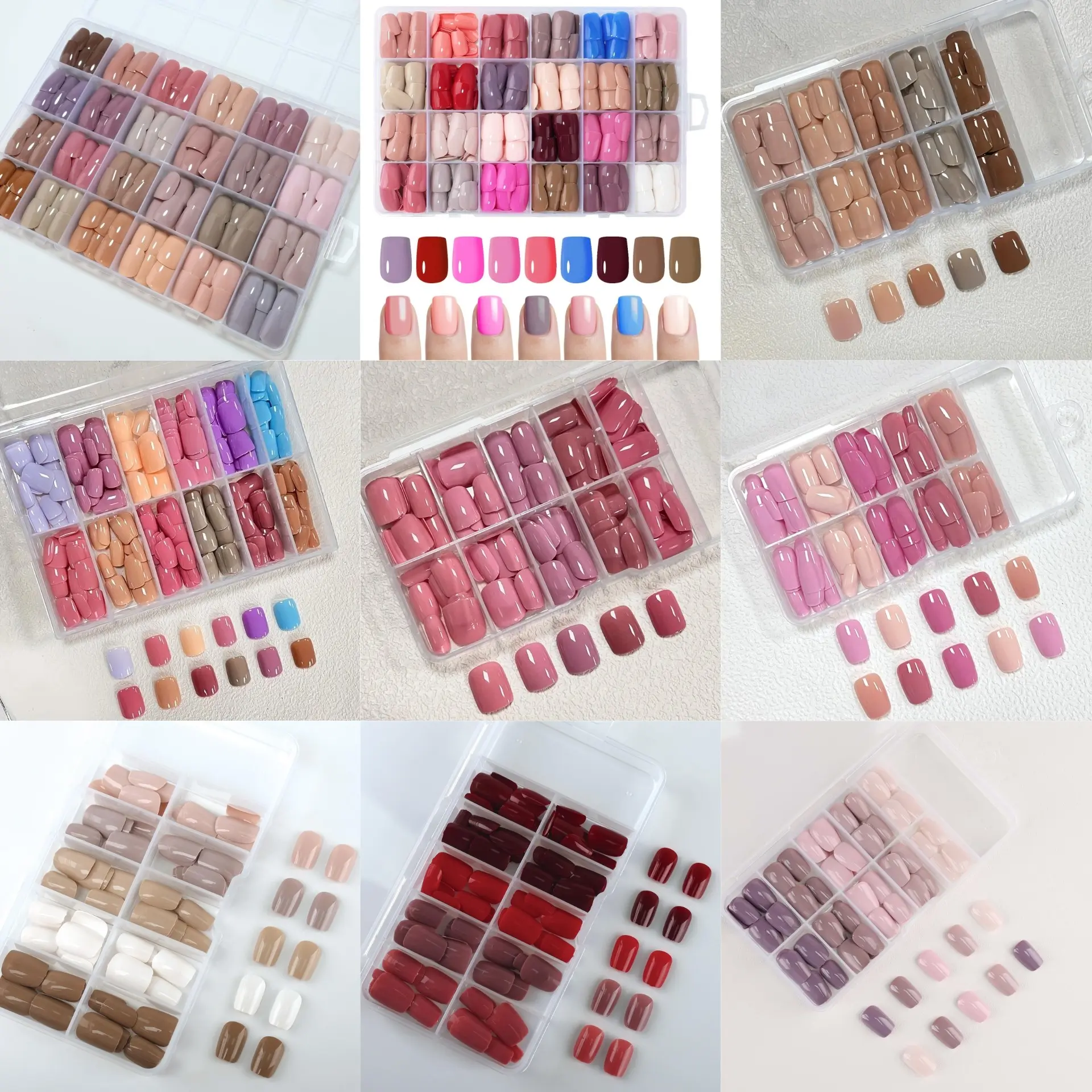 720pcs Short Almond Shape French Nail Art Tips, Gradient Nude & Milky Press-On Nails, Nails Press Ons, Nail Art Set, Includes Nail Buffing Block & Jelly Gel