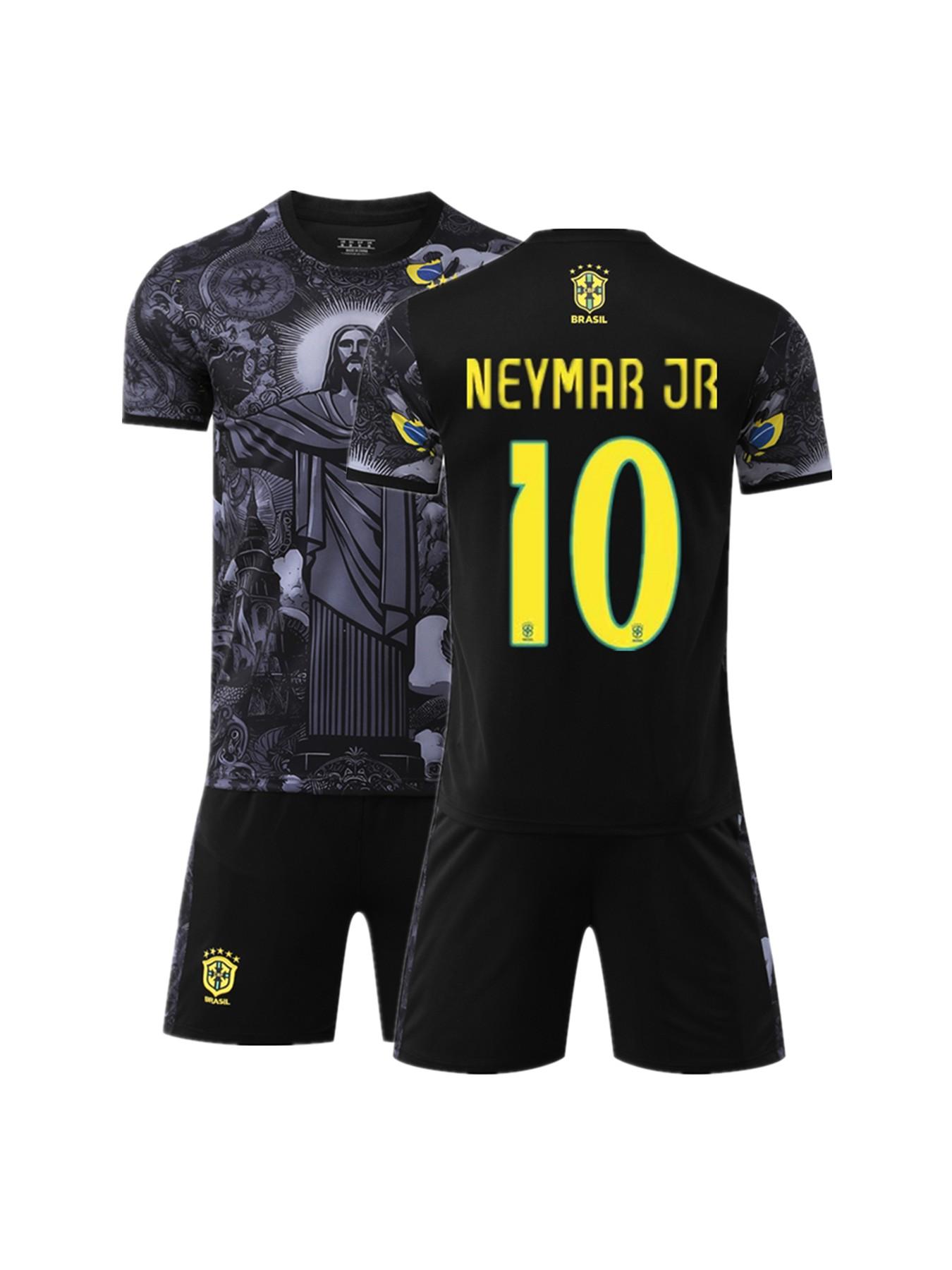 Sports Set Boys Girls Brazil Football Jersey Fan Shirt Training Clothes Casual Short Sleeve Shorts All Seasons Loose Fit