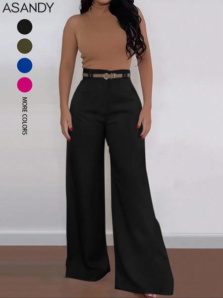 Women's Fashion High Waist Wide Leg Pants, Casual Style, Comfortable Fit, Perfect for Daily Wear & Office