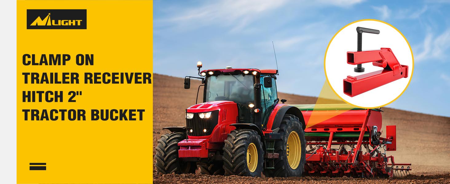 Nilight Clamp On Trailer Hitch 2" Ball Mount Receiver Adapter Compatible with Tractor Bucket Forklift Bucket Trailer Hitch Attachment Adapter for Deere Bobcat Tractor Bucket  Lorry Parts Truck Vehicle dealsforyoudays