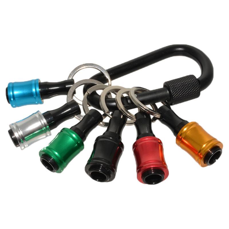 Cross-border 5PC Colorful Keychain Quick-Change Adapter Rod with Carabiner, Hex Shank Bit, Quick-Release Socket Conversion Rod