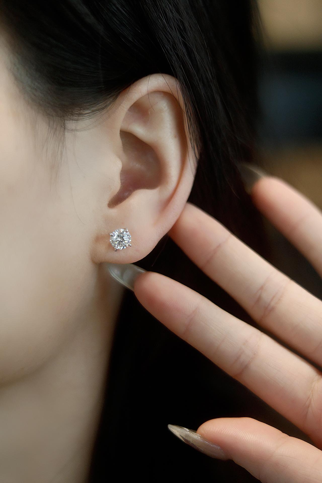 【#471】0.5ct each D Color vvs Synthetic Moissanite S925 Round Stud Earrings Birthday Anniversary Day Gifts For Men Women Sliver Earrings Wedding set