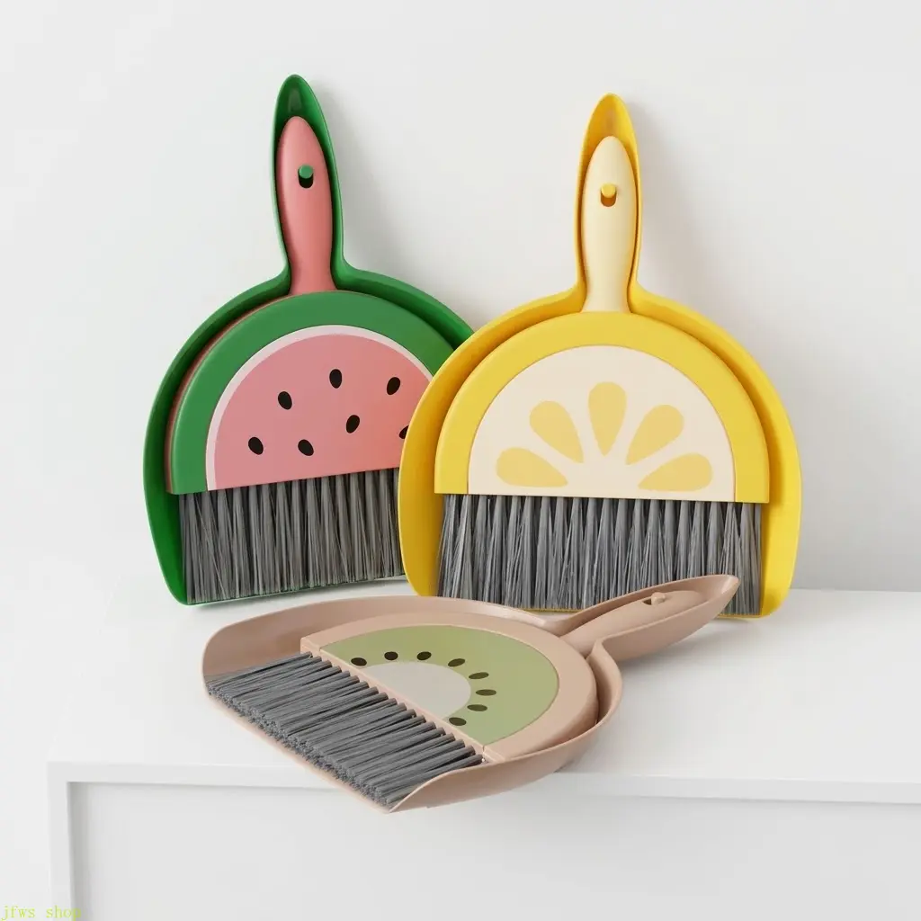 Mini Watermelon Lemon Small Hand Dustpan and Brush Kit, Mini Dustpan and Broom Set, Cute Fruit Shape Table Crumb Sweeper Cleaning Tools for Desk, Countertop, Sofa, Key Board Office, Kitchen sohochic