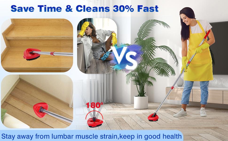Mop Replacement Heads 3 Pcs & 1 Scrub Brush & 1 Base Combo,Spin Mop Replacement Head for Ocedar RinseClean 2-Tank System,Easy Cleaning,Microfiber,Machine Washable for Bathroom,Kitchen,Tub and Tile