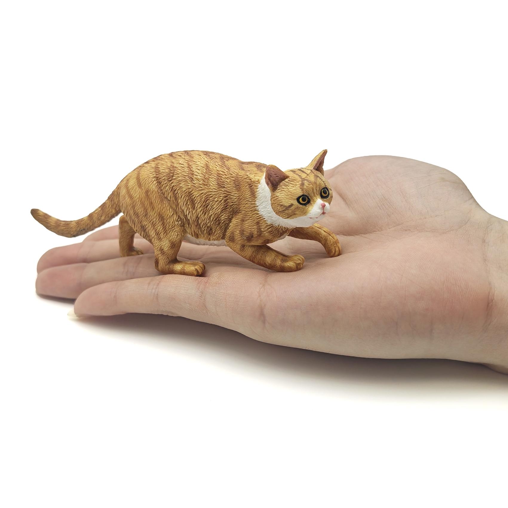 Unique Cat Figurine, Solid Plastic Wildlife Model, Perfect Home Office Desk Decoration, No Power Needed, Detailed Texture Design