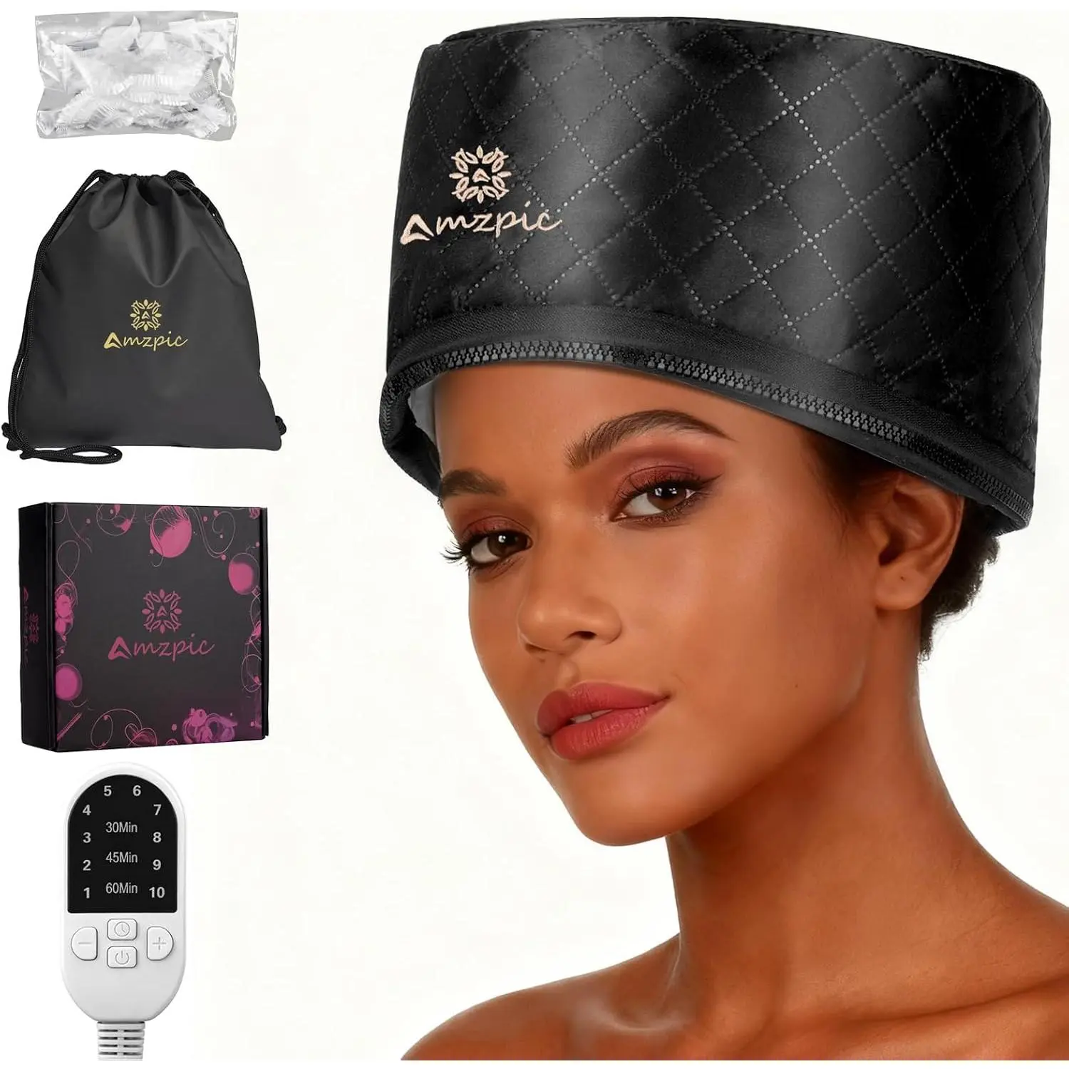 Electric Thermal Heat Cap for Deep Conditioning - 10-Level Temperature Ctrl, Fast Heating, Deep Moisture for Natural/Afro Hair Home Care (Beauty & Personal Care Makeup Tool)