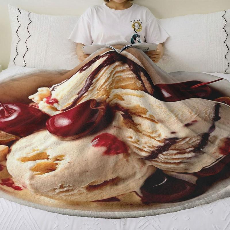 Delicious Ice Cream Print Blanket, Soft Plush Non-Shedding Warm Blanket, Home TV Watching, Camping Picnic, Office Nap All-In-One Use