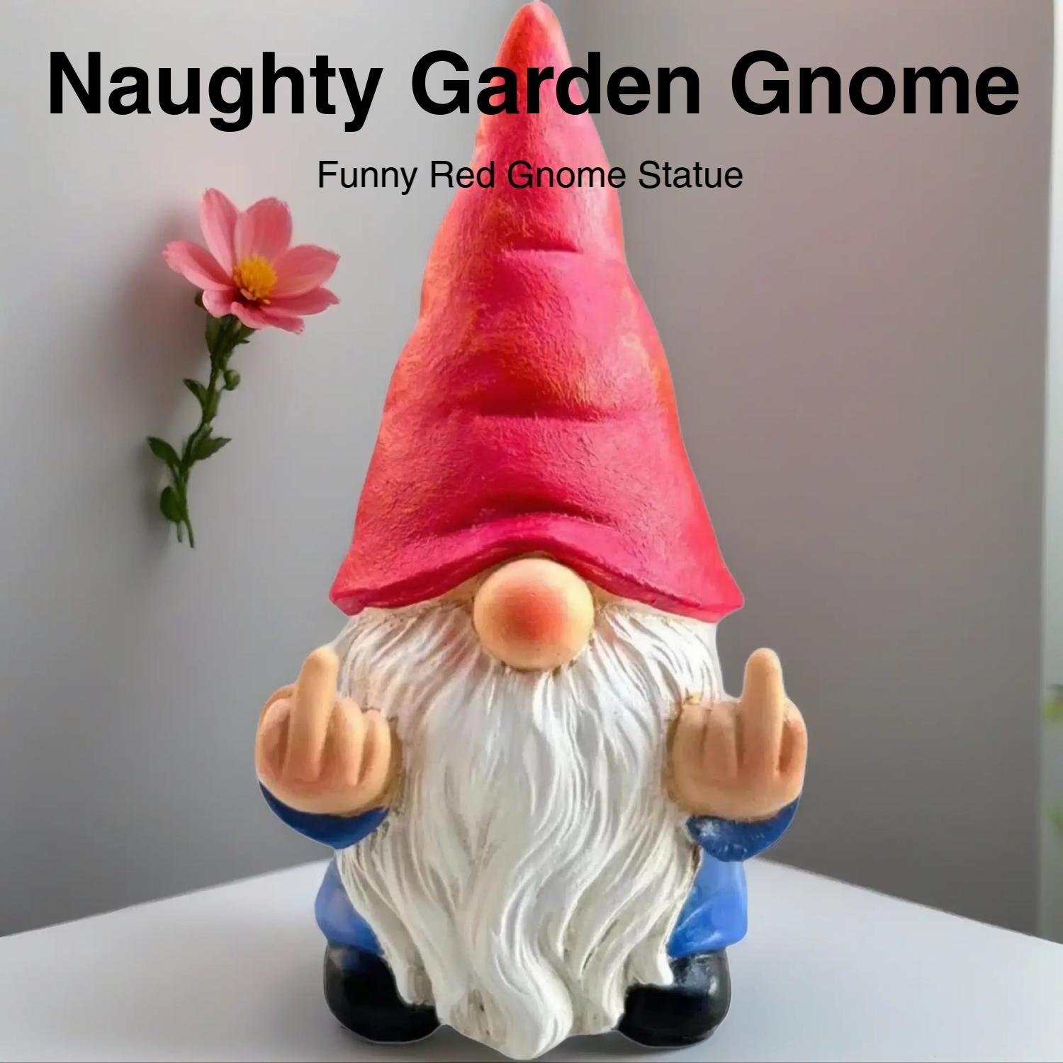 Gnome Statue, Naughty Garden Gnome Statue Decoration, Funny Garden Gnome for Outdoor Or Home Decor, Collectible Room Decor, Garden Sculptures & Statues