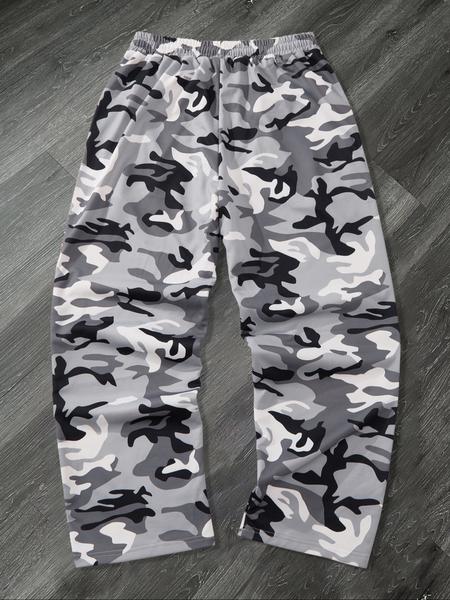 Men's Casual Camo Long Pants, Loose-Fit Drawstring Wide Leg Joggers, All-Season Comfortable Fabric, Perfect for Everyday Wear, Casual Street Pants