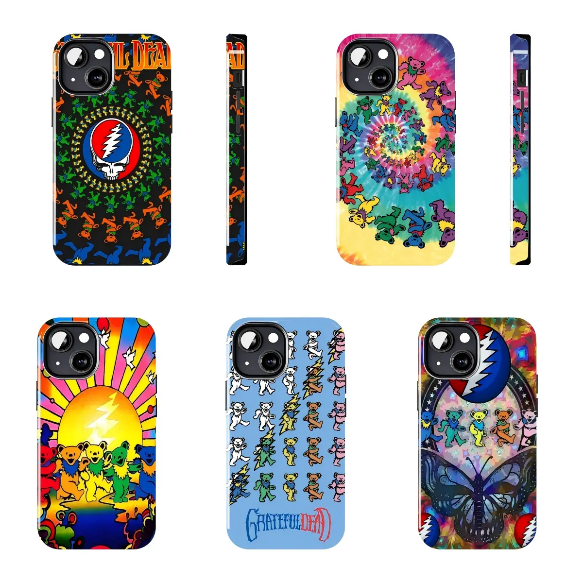 Grateful Dead Phone Case, Dancing Bear Cartoon Design, Psychedelic Vintage Rock Style, Colorful Retro Graphic Cover, Hippie Aesthetic Music Fan Gift, Trendy Artistic Protective Case for iPhone 11–17 Pro Max/Plus series and Samsung Galaxy S23–S25 series