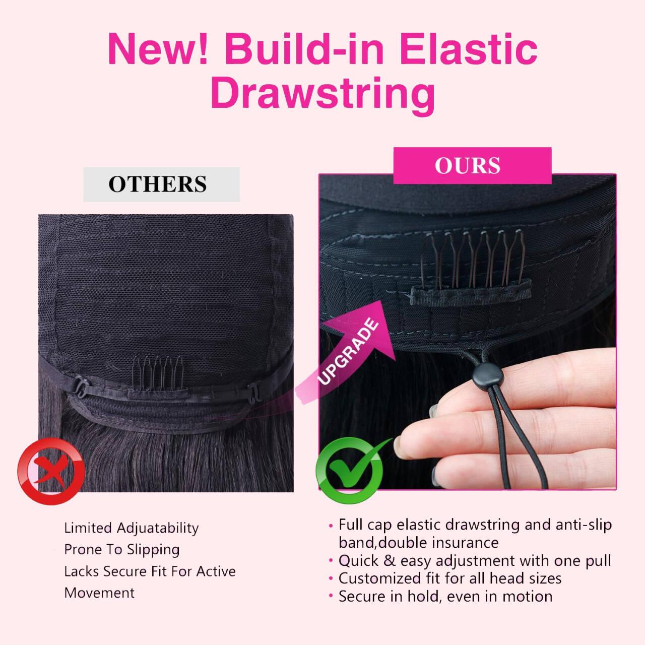 STERLY V Part Kinky Straight Human Hair Wig Yaki Straight Human Hair Wigs for Black Women Upgrade U part Wig No Leave Out 12A Glueless Kinky Straight V Shape Clip in Half Wig No Glue No Sew Beginner Friendly 180% Density Wig