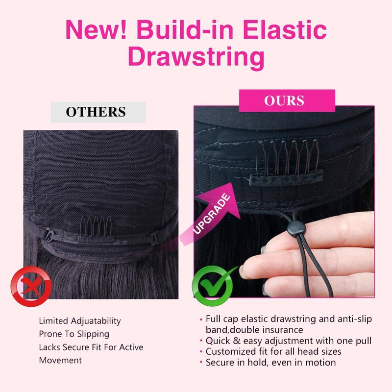 STERLY V Part Kinky Straight Human Hair Wig Yaki Straight Human Hair Wigs for Black Women Upgrade U part Wig No Leave Out 12A Glueless Kinky Straight V Shape Clip in Half Wig No Glue No Sew Beginner Friendly 180% Density Wig