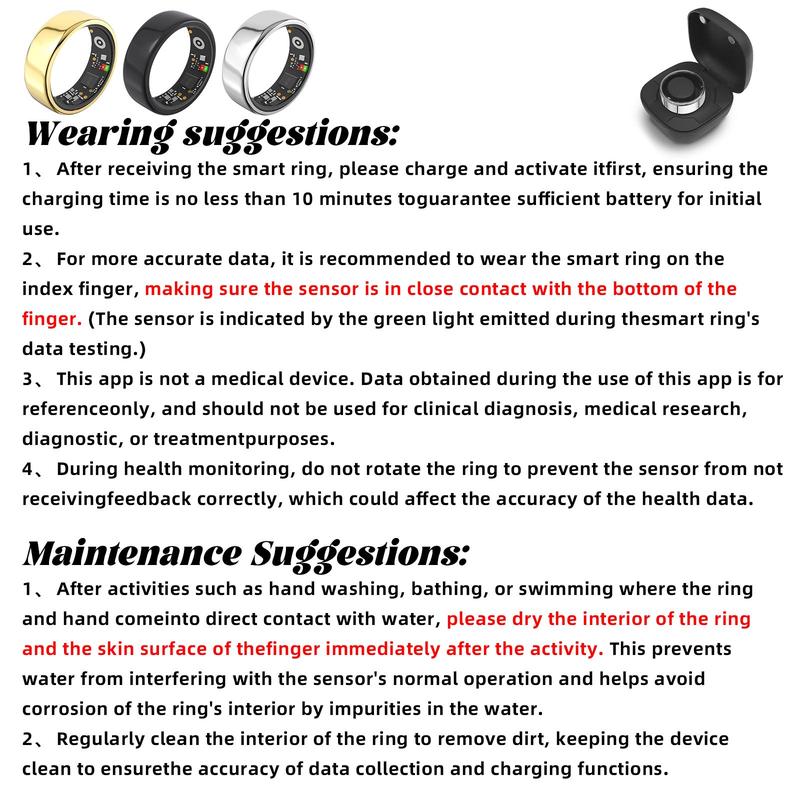 Smart Ring Health Monitoring Wearable Fitness Trackers Calories Burned Sleep Quality IP68 Waterproof for Outdoors and Gym for Women Men Couple Gift - Android Watch