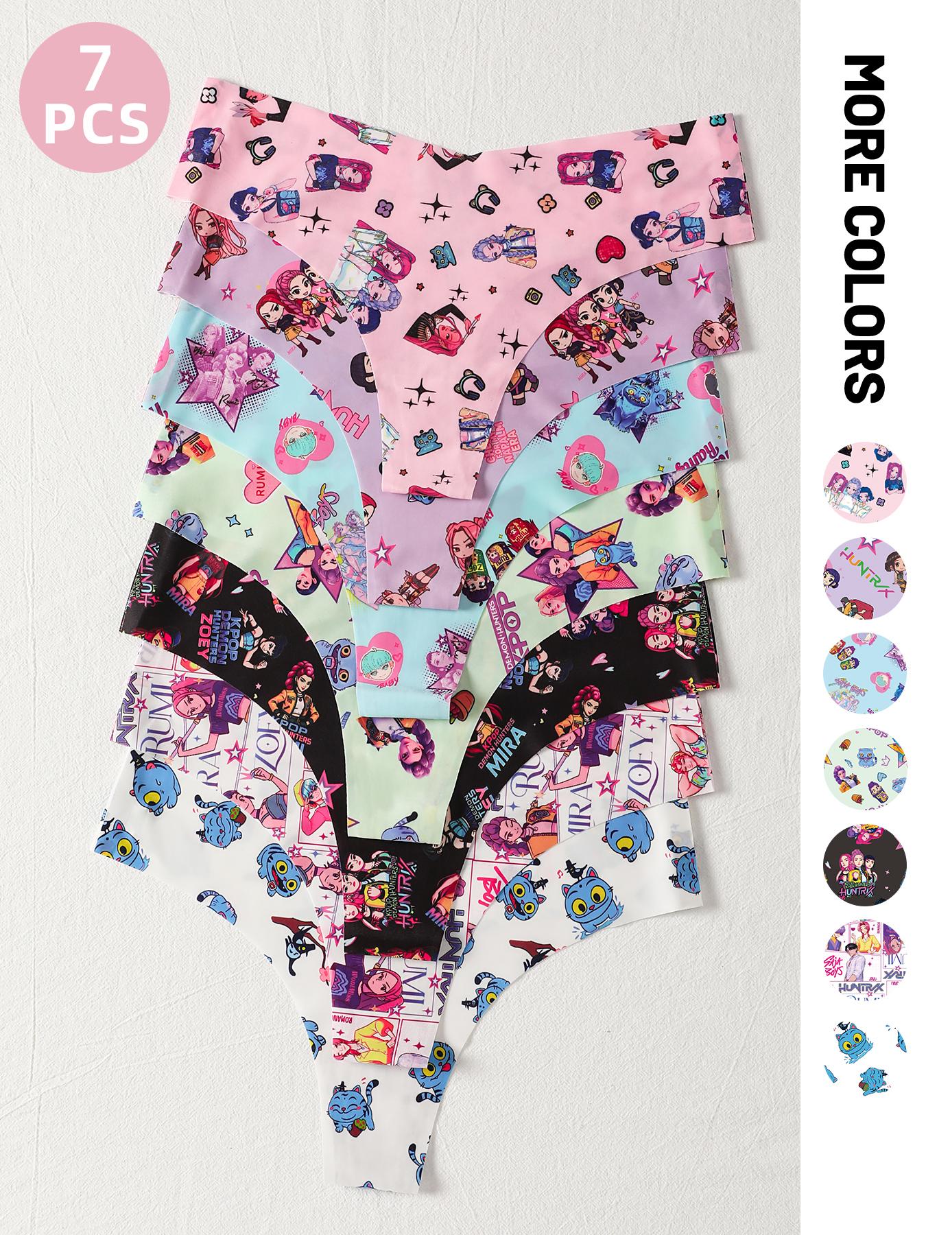 K-Pop Demon Hunter, Women's Breathable V-Back Ice Silk Panties, Fitted Casual Underwear for All Seasons, Extra Thin Comfortable Ladies Lingerie Set, Soft Breathable Knicker